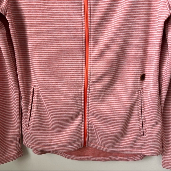 Burton Hooded Full Zip Warm-Up Jacket Orange Stripe Thumbholes Casual Fall Sz L - Picture 3 of 12